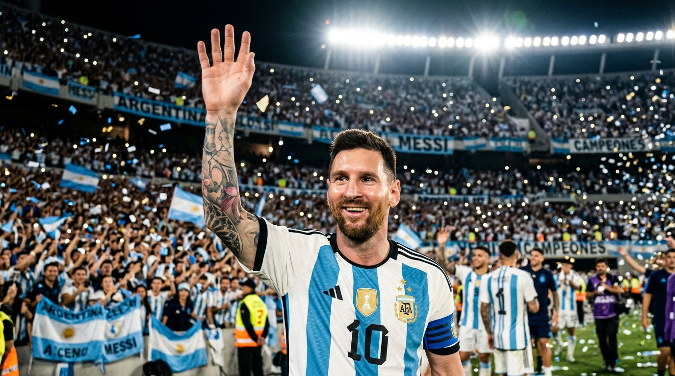 Lionel Messi en el Estadio Monumental
